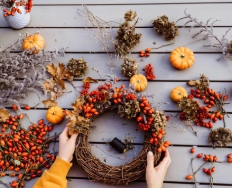 Halloween   Autumn Wreath Making